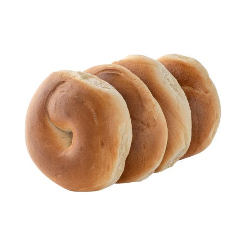 Just Baked plain bagels, pack of four